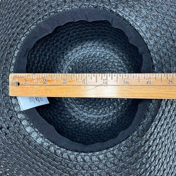 Retro Style Floppy Woven Wide Brim Sun Hat Black Beach Summer Pool Vintage Glam - Picture 8 of 8